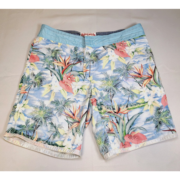 RARE Birdwell Beach Britches Board Shorts 34" Paradise Transparent Floral Lined - Picture 8 of 16